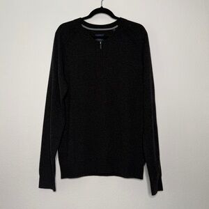 True Measure of a Man Charcoal Cashmere 1/4 Zip Mock Neck Sweater Size L